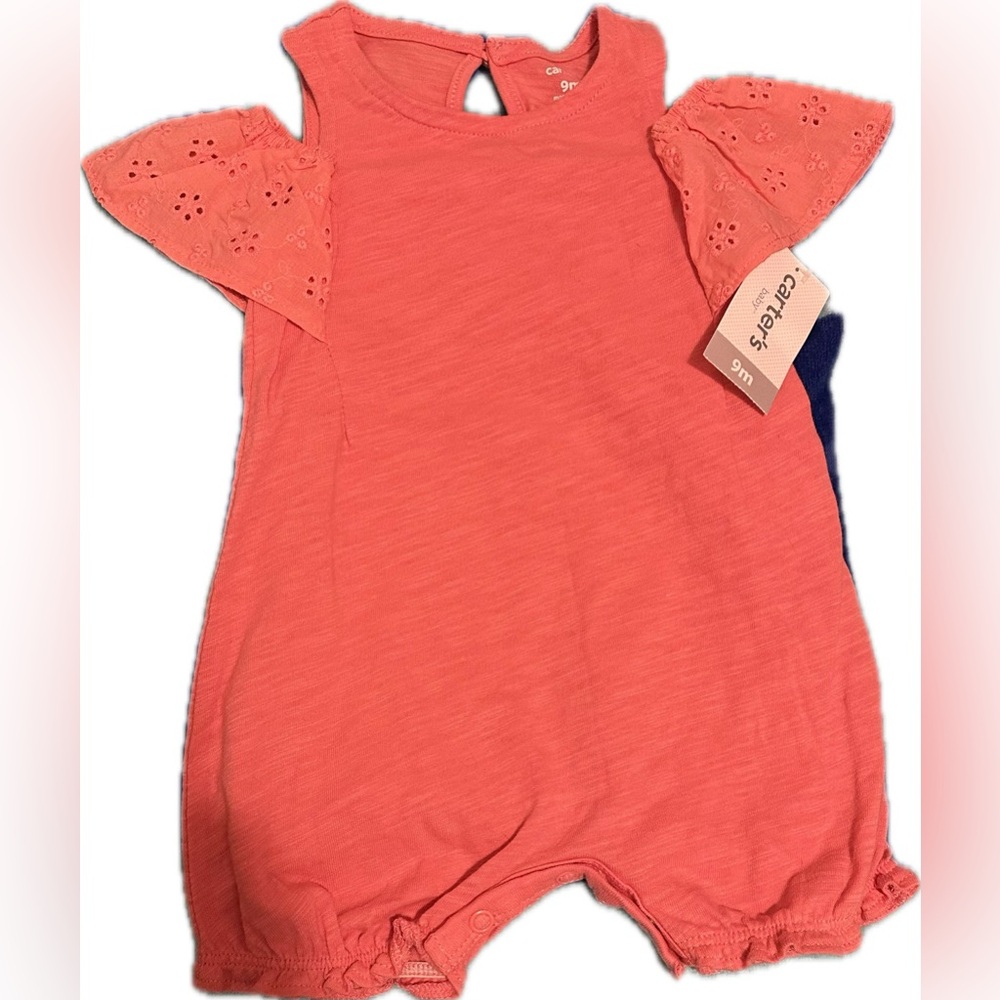 Carter's Baby Girl Coral eyelet detailing sleeves Size 9M